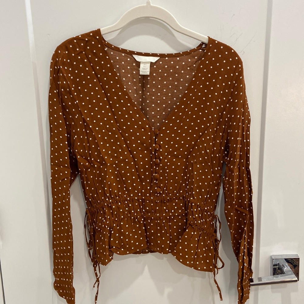 Brown polka dot H&M blouse